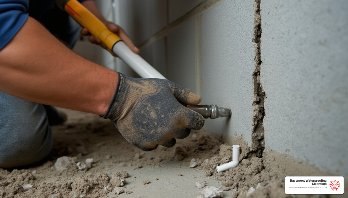 Foundation Crack Injection Process - Basement Waterproofing PA