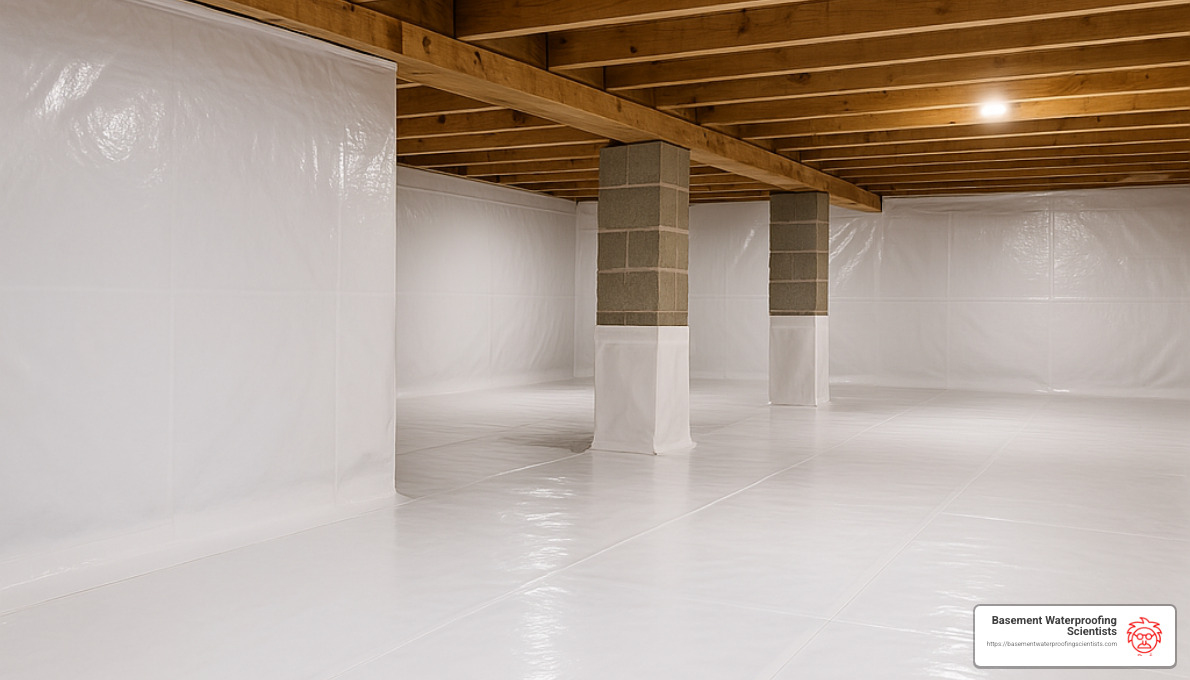 encapsulated crawlspace with vapor barrier - Basement and crawlspace waterproofing