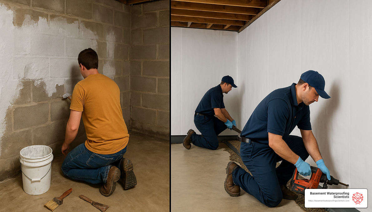 comparison of DIY and professional waterproofing work - Basement and crawlspace waterproofing