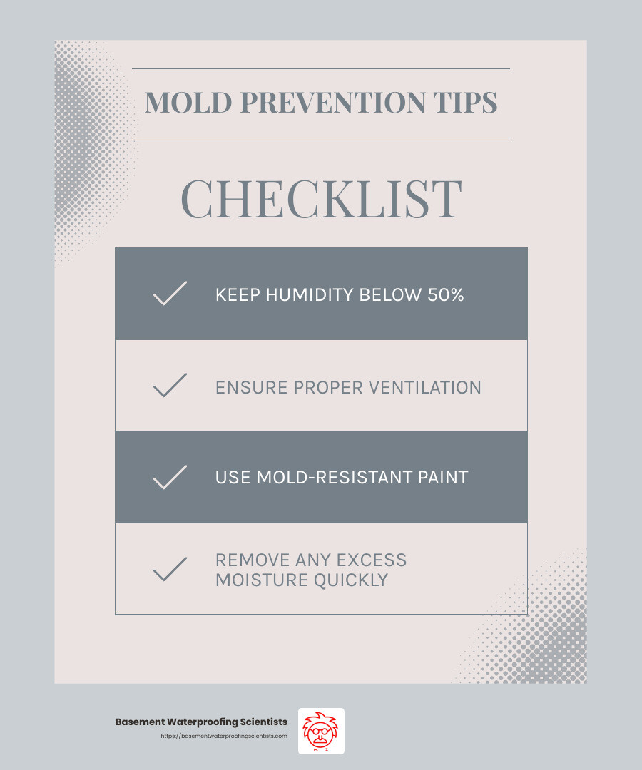 Mold growth warning - basement repairs near me infographic checklist-light-blue-grey