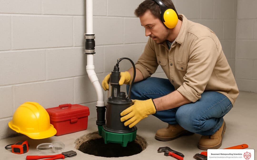 Basement sump pump installation