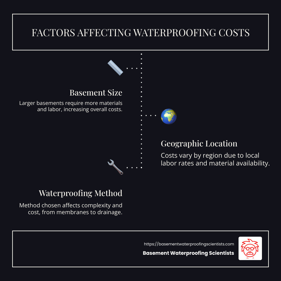 Factors Affecting Waterproofing Costs Infographic - cost for waterproofing foundation from outside infographic infographic-line-3-steps-dark