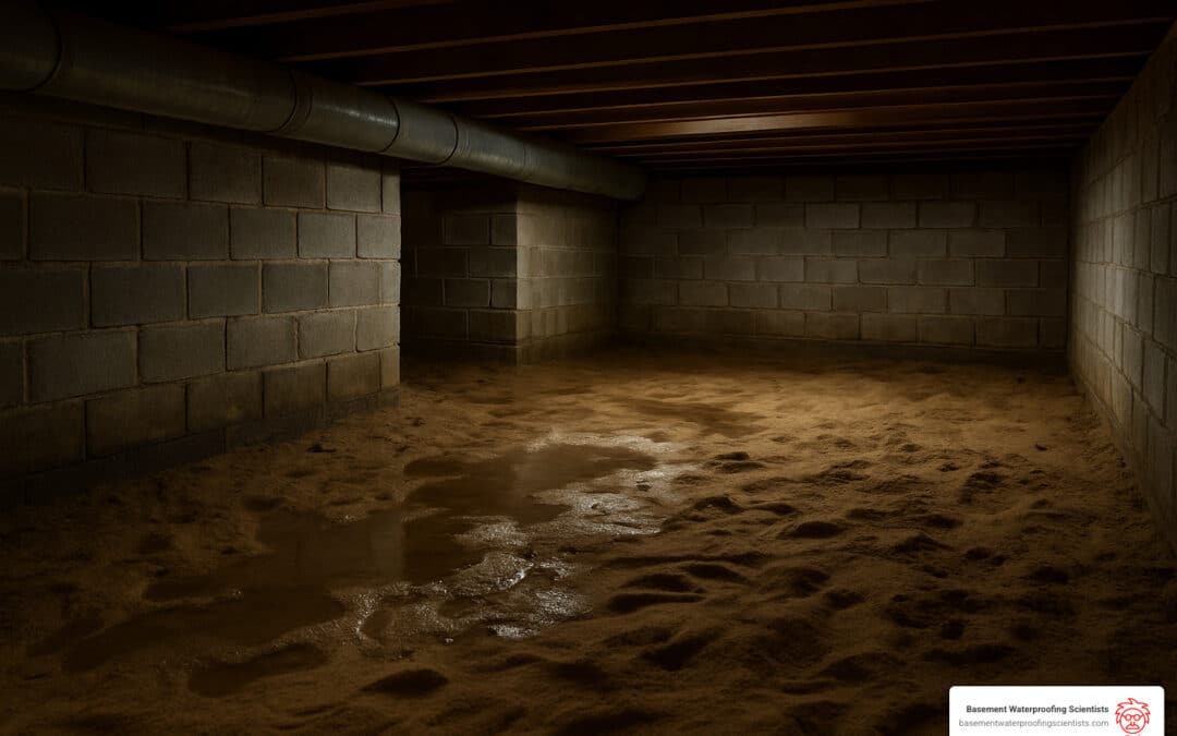 can vapor barrier be installed over damp sand crawl space